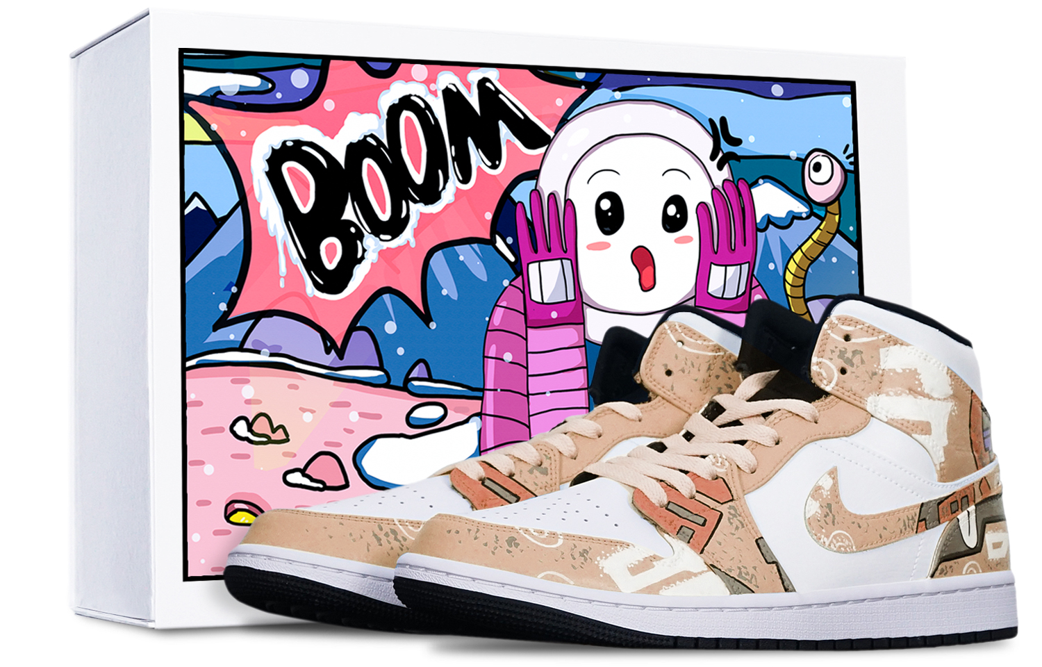 [Custom Shoes] Air Jordan 1 Mid 'Cyberpunk Gundam Khaki White'
