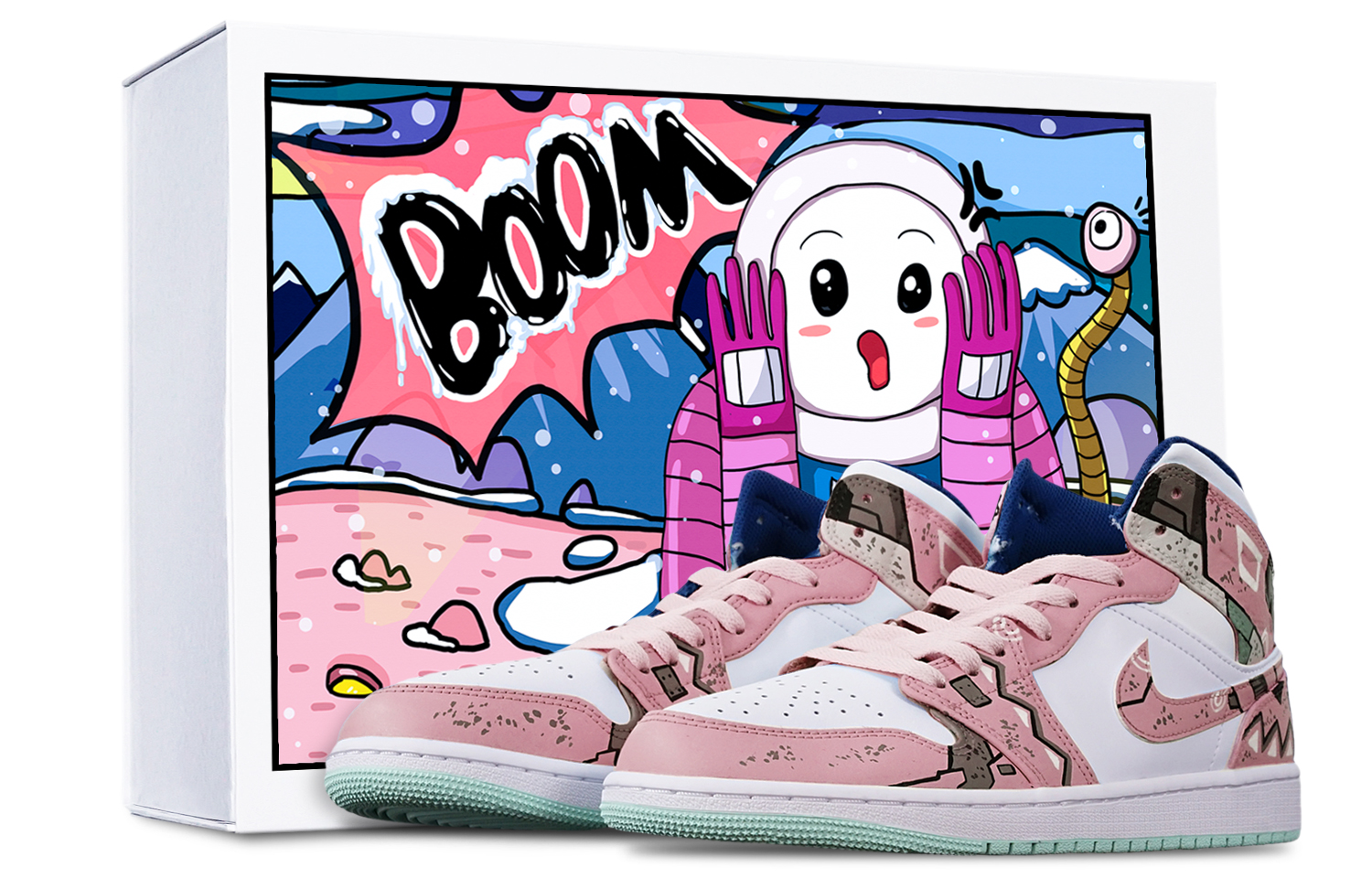 Buy [Sepatu Custom] Air Jordan 1 Mid 'Cyberpunk Gundam Beige' 554724-413(TeamT-三角机械藕白S-BOX)