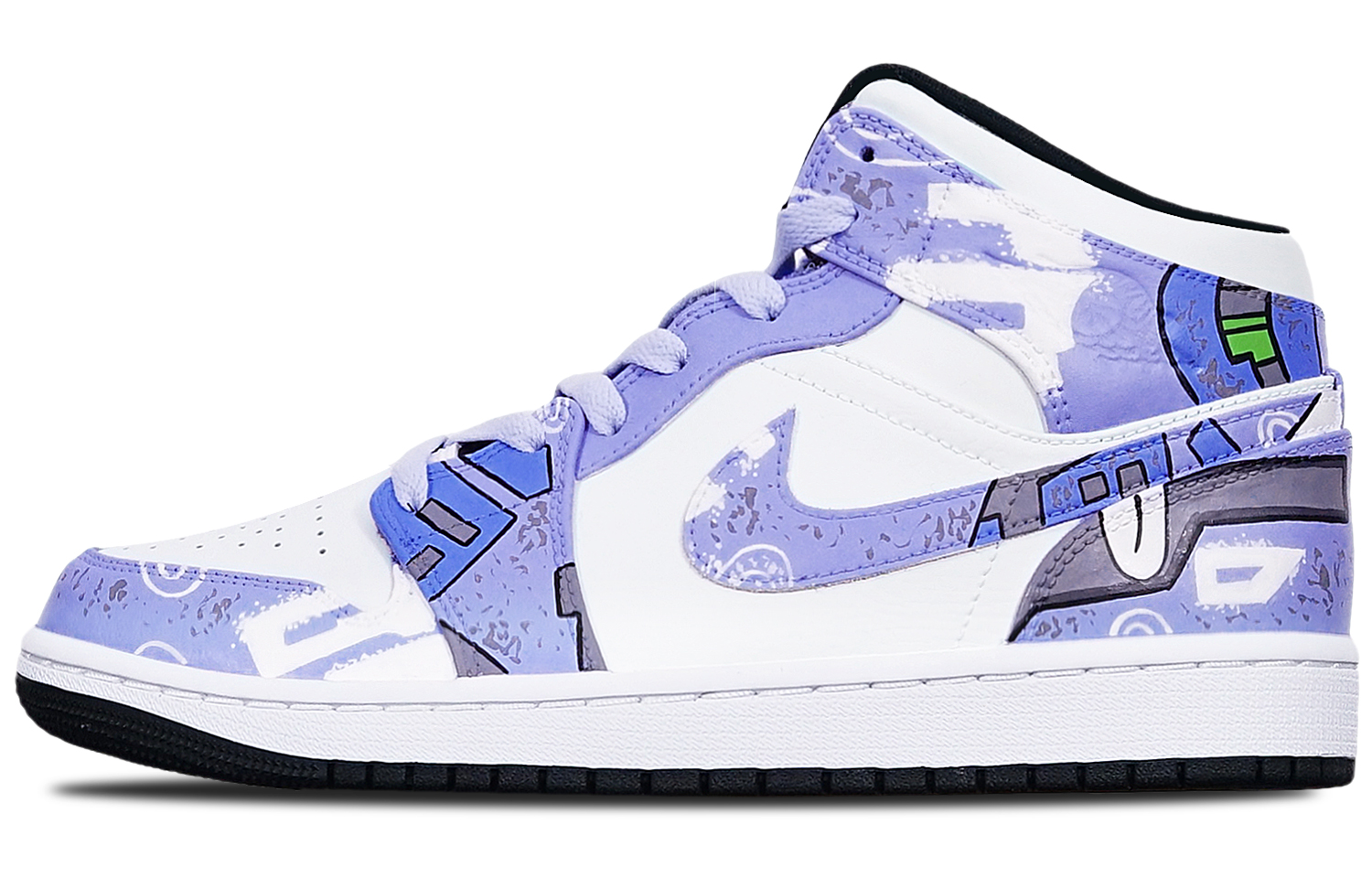 Order 【訂製球鞋】 Jordan Air Jordan 1 Mid 機械賽博朋克 戰損高達風 限量特殊鞋盒 中幫 復古籃球鞋 GS 藍紫白