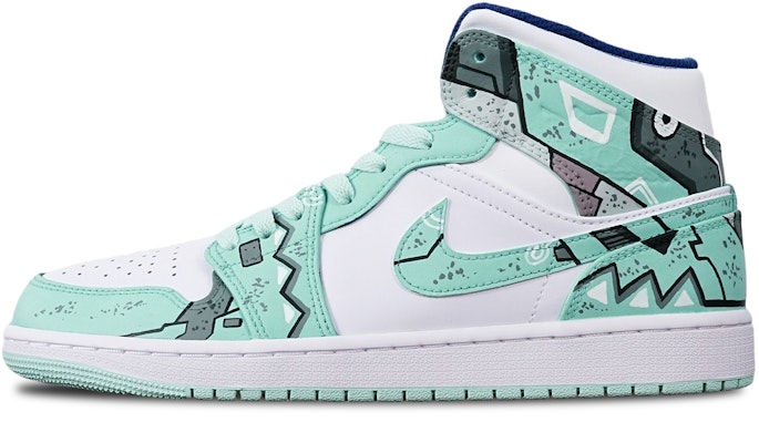 【訂製球鞋】Jordan Air Jordan 1 Mid 賽博朋克 戰損高達 三角機械風 手繪 限量特殊鞋盒 中幫 復古籃球鞋 男款 綠白 Order 【訂製球鞋】Jordan Air Jordan 1 Mid 賽博朋克 戰損高達 三角機械風 手繪 限量特殊鞋盒 中幫 復古籃球鞋 男款 綠白