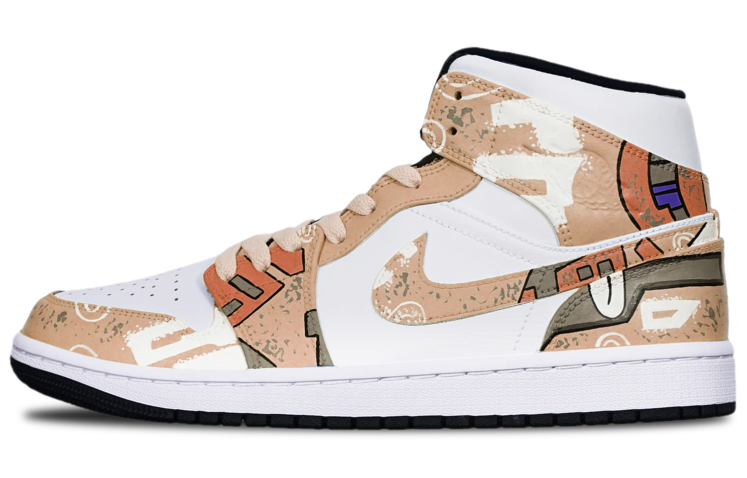 Order 【定制球鞋】Jordan Air Jordan 1 Mid 機械賽博朋克戰損高達風 限量特殊鞋盒 中幫 復古籃球鞋 男女同款 卡其白