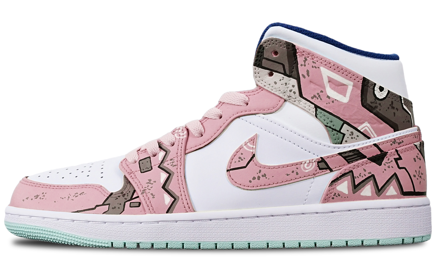 Order [Sepatu Custom] Air Jordan 1 Mid 'Cyberpunk Gundam Beige' 554724-413(TeamT-三角机械藕白S-BOX)