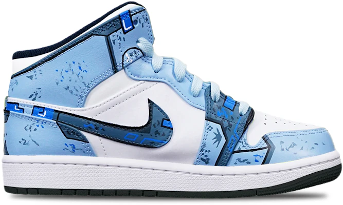 【定制球鞋】 Jordan Air Jordan 1 Mid 賽博朋克 黑底戰損 高達機械風 限量鞋盒 中幫 復古籃球鞋 GS 霧霾藍 Lookbook 【定制球鞋】 Jordan Air Jordan 1 Mid 賽博朋克 黑底戰損 高達機械風 限量鞋盒 中幫 復古籃球鞋 GS 霧霾藍