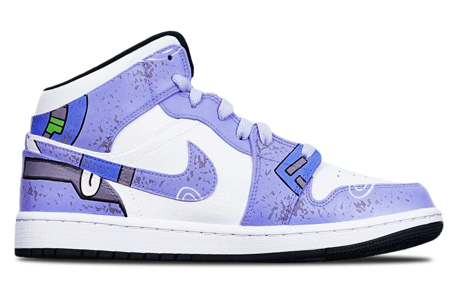 Lookbook 【訂製球鞋】 Jordan Air Jordan 1 Mid 機械賽博朋克 戰損高達風 限量特殊鞋盒 中幫 復古籃球鞋 GS 藍紫白