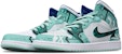 에어 조던 1 미드 '사이버펑크 건담 메카 블루 민트' (커스텀) 554725-413(TeamT-战损机械绿白女S-BOX)