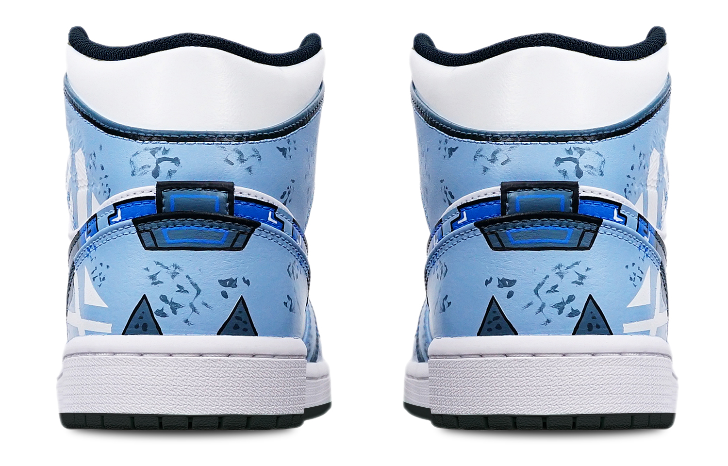 Shop 【定制鞋款】Air Jordan 1 Mid '赛博朋克高达雾蓝' 554724-075(TeamT-黑底战损雾霾蓝S-BOX)