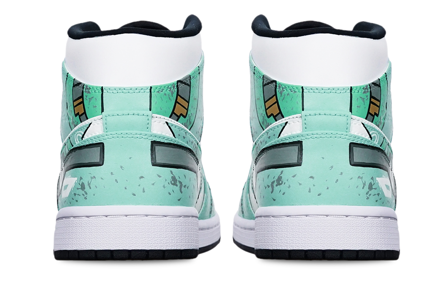 Shop [Kasut Custom] Air Jordan 1 Mid 'Cyberpunk Gundam Hijau Putih' 554724-075(TeamT-战损II型绿白S-BOX)