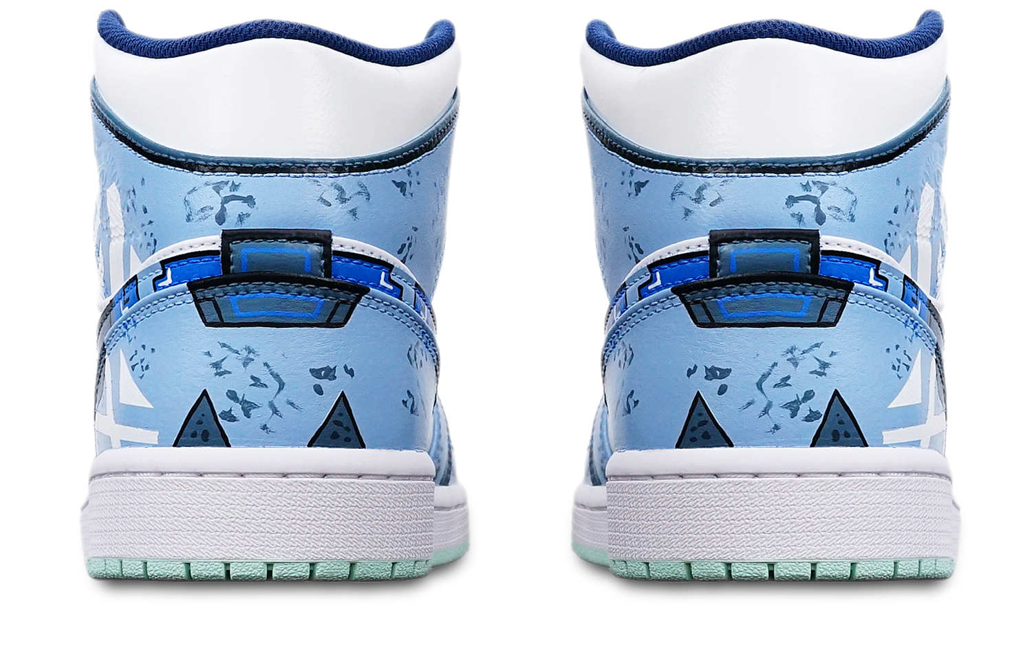 Shop 에어 조던 1 미드 '사이버펑크 건담 스모그 블루' (커스텀) 554724-413(TeamT-战损机械雾霾蓝S-BOX)