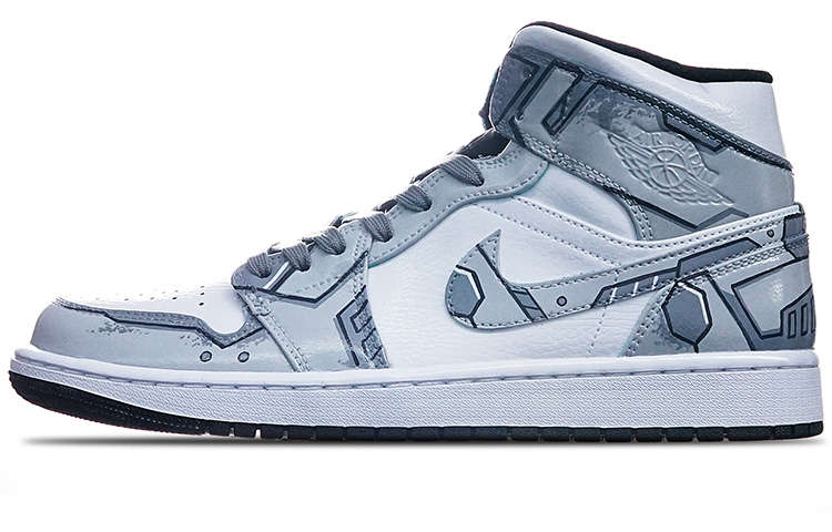 Buy [Kasut Tersuai] Air Jordan 1 Mid 'Pulau Hijau Siberpunk' 554725-132(TeamT-女款电玩主题赛博朋克灰白)