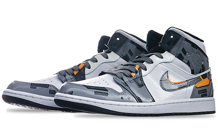 Lookbook [定制鞋款] Air Jordan 1 Mid '赛博朋克岛屿绿' 554725-132(TeamT-女款电玩主题灰白黄)