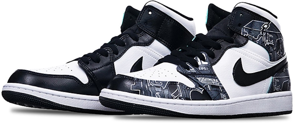 【定制球鞋】Jordan Air Jordan 1 Mid Island Green 賽博朋克 二次元機能 電玩主題 中幫 復古籃球鞋 男款 黑白 Lookbook 【定制球鞋】Jordan Air Jordan 1 Mid Island Green 賽博朋克 二次元機能 電玩主題 中幫 復古籃球鞋 男款 黑白
