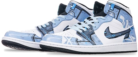 에어 조던 1 미드 '사이버펑크 아일랜드 그린' (커스텀) 554724-132(TeamT-男款电玩主题雾霾灰白蓝) Lookbook 에어 조던 1 미드 '사이버펑크 아일랜드 그린' (커스텀) 554724-132(TeamT-男款电玩主题雾霾灰白蓝)