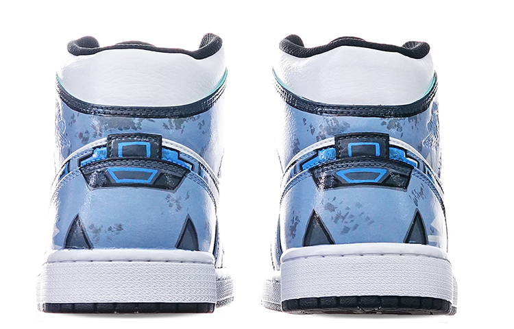 Shop [Sepatu Kustom] Air Jordan 1 Mid 'Cyberpunk Island Hijau' 554724-132(TeamT-男款电玩主题雾霾灰白蓝)