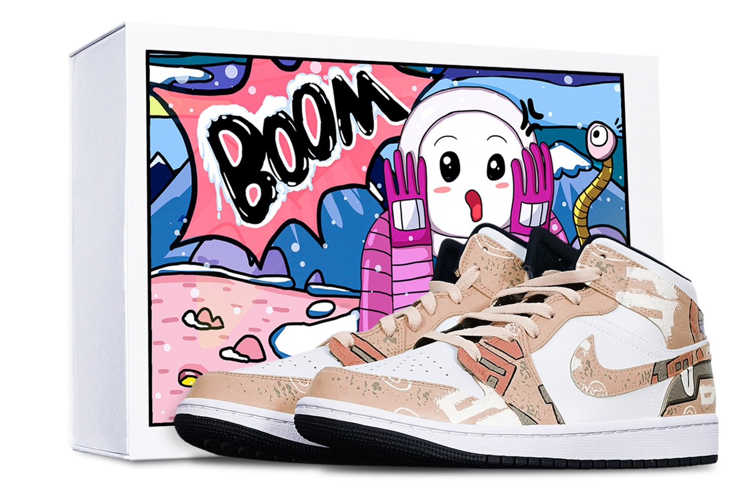 [Custom Shoes] Air Jordan 1 Mid 'Cyberpunk Khaki-White'