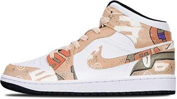 【定製球鞋】Jordan Air Jordan 1 Mid 機械賽博朋克 限量特殊鞋盒 中幫 復古籃球鞋 GS 卡其白 Order 【定製球鞋】Jordan Air Jordan 1 Mid 機械賽博朋克 限量特殊鞋盒 中幫 復古籃球鞋 GS 卡其白