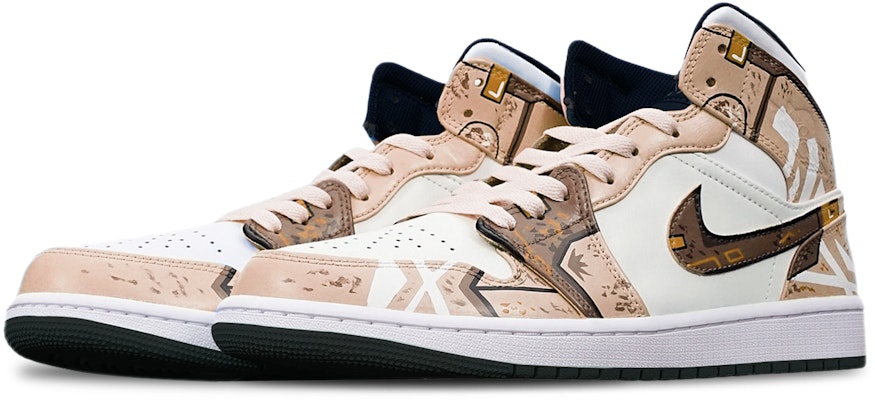 カスタムAJ1ミッド "サイバーパンク カーキホワイト" 554724-075(TeamT-黑底战损卡其白S-BOX) Lookbook カスタムAJ1ミッド "サイバーパンク カーキホワイト" 554724-075(TeamT-黑底战损卡其白S-BOX)