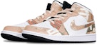 Shop 커스텀 에어 조던 1 미드 '사이버펑크 카키-화이트' 554725-075(TeamT-战损II卡其女S-BOX)