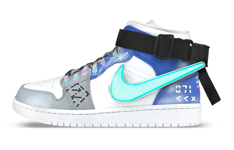Buy 【訂製球鞋】 Jordan Air Jordan 1 是在玩鞋 發光 賽博龐克LED鉤 紮帶 中筒 復古籃球鞋 男款
