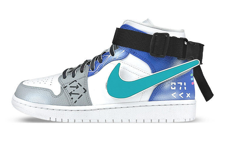 Order 【訂製球鞋】 Jordan Air Jordan 1 是在玩鞋 發光 賽博龐克LED鉤 紮帶 中筒 復古籃球鞋 男款