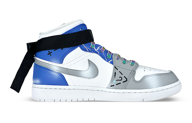 Lookbook 【訂製球鞋】 Jordan Air Jordan 1 是在玩鞋 發光 賽博龐克LED鉤 紮帶 中筒 復古籃球鞋 男款