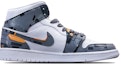 Order 【訂製球鞋】Jordan Air Jordan 1 Mid 賽博朋克機械風 手繪噴繪 未來科技主題 中幫 籃球鞋 男女同款 灰白黃