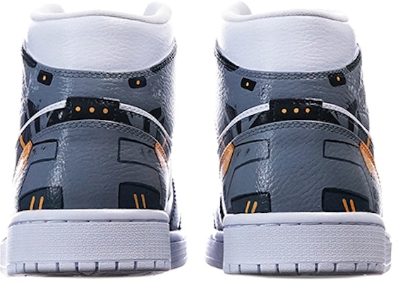 【訂製球鞋】Jordan Air Jordan 1 Mid 賽博朋克機械風 手繪噴繪 未來科技主題 中幫 籃球鞋 男女同款 灰白黃 Shop 【訂製球鞋】Jordan Air Jordan 1 Mid 賽博朋克機械風 手繪噴繪 未來科技主題 中幫 籃球鞋 男女同款 灰白黃