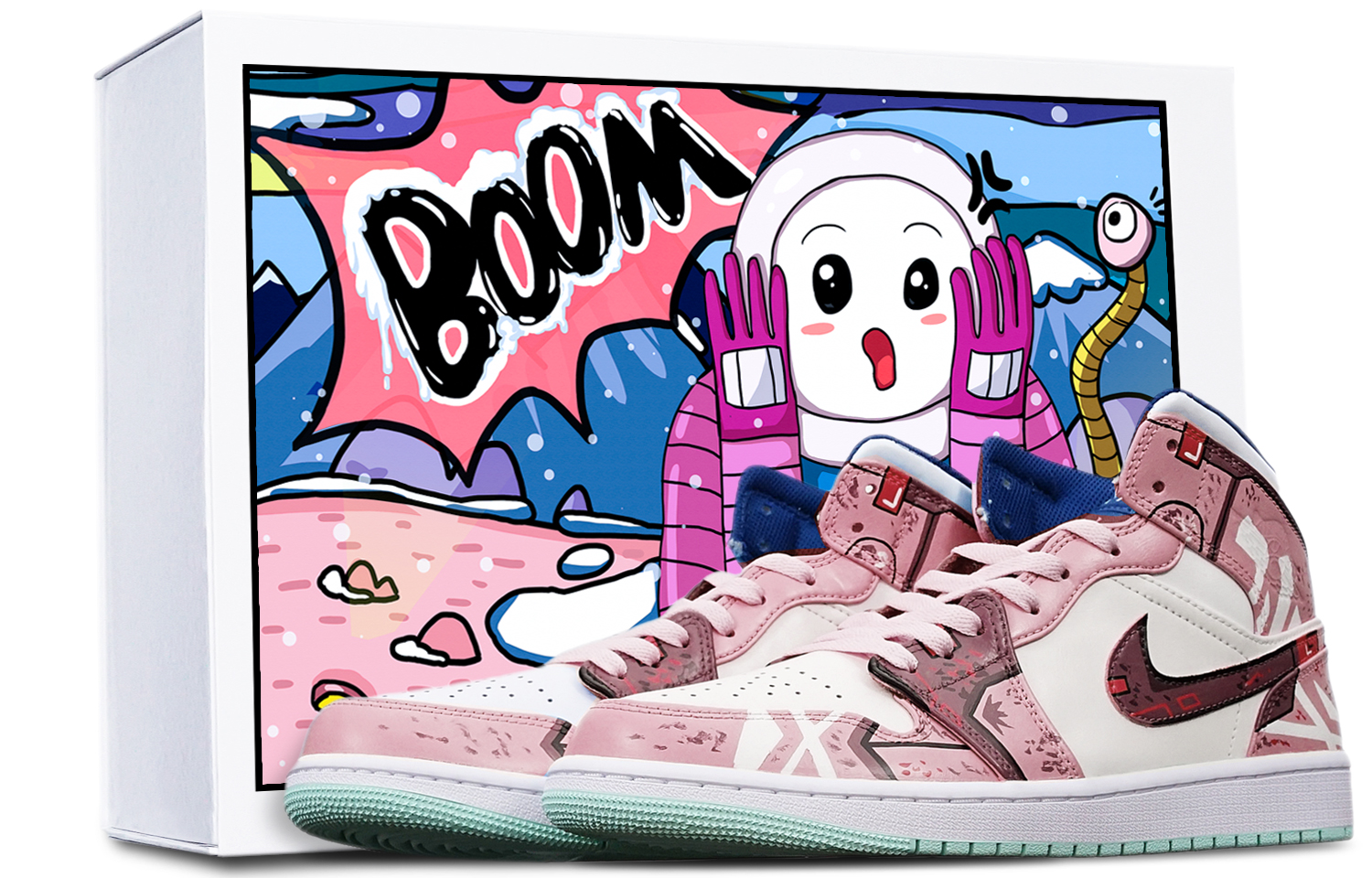 Buy [Zapatillas Personalizadas] Air Jordan 1 Mid 'Cyberpunk Mecha - Beige' 554724-413(TeamT-战损机械藕白S-BOX)