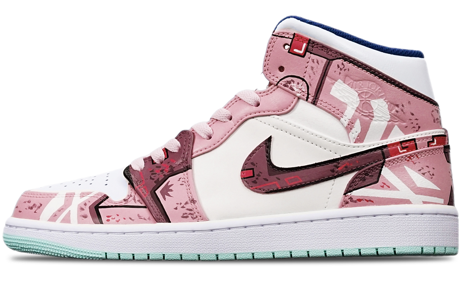 Order [Zapatillas Personalizadas] Air Jordan 1 Mid 'Cyberpunk Mecha - Beige' 554724-413(TeamT-战损机械藕白S-BOX)