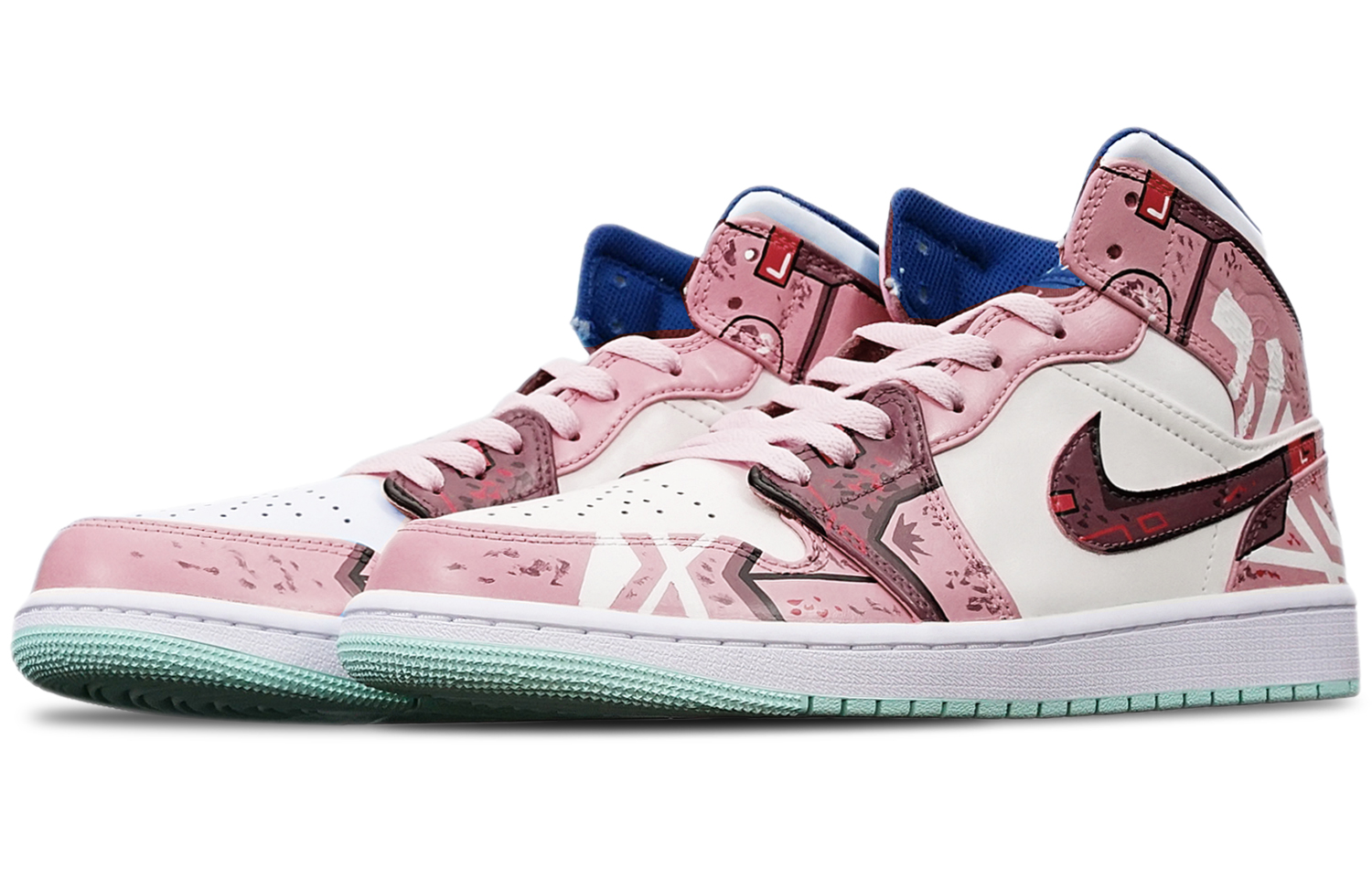 Shop [Zapatillas Personalizadas] Air Jordan 1 Mid 'Cyberpunk Mecha - Beige' 554724-413(TeamT-战损机械藕白S-BOX)