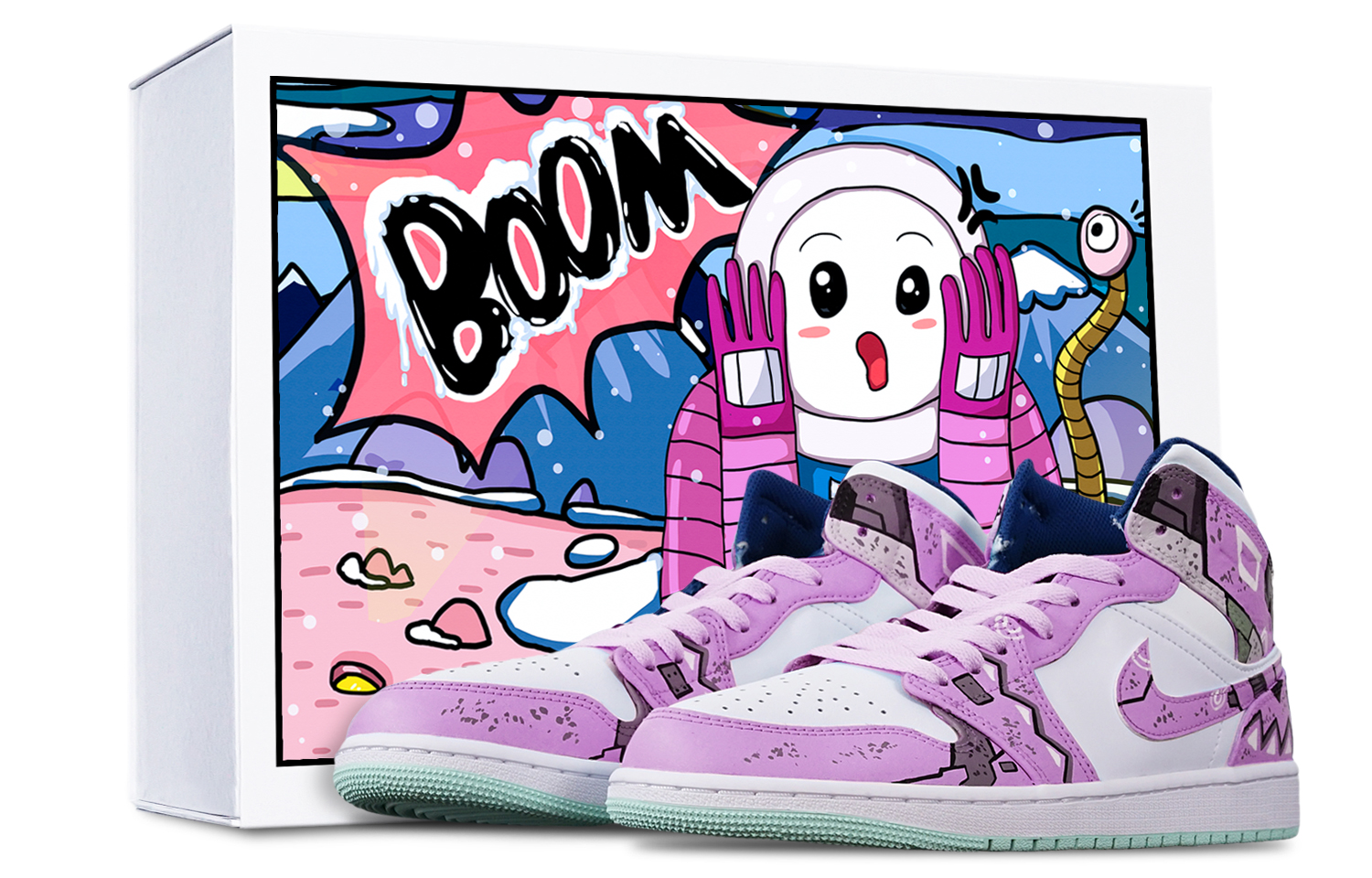 Buy Zapatillas Personalizadas Air Jordan 1 Mid "Cyberpunk" 554724-413(TeamT-三角机械紫红白S-BOX)