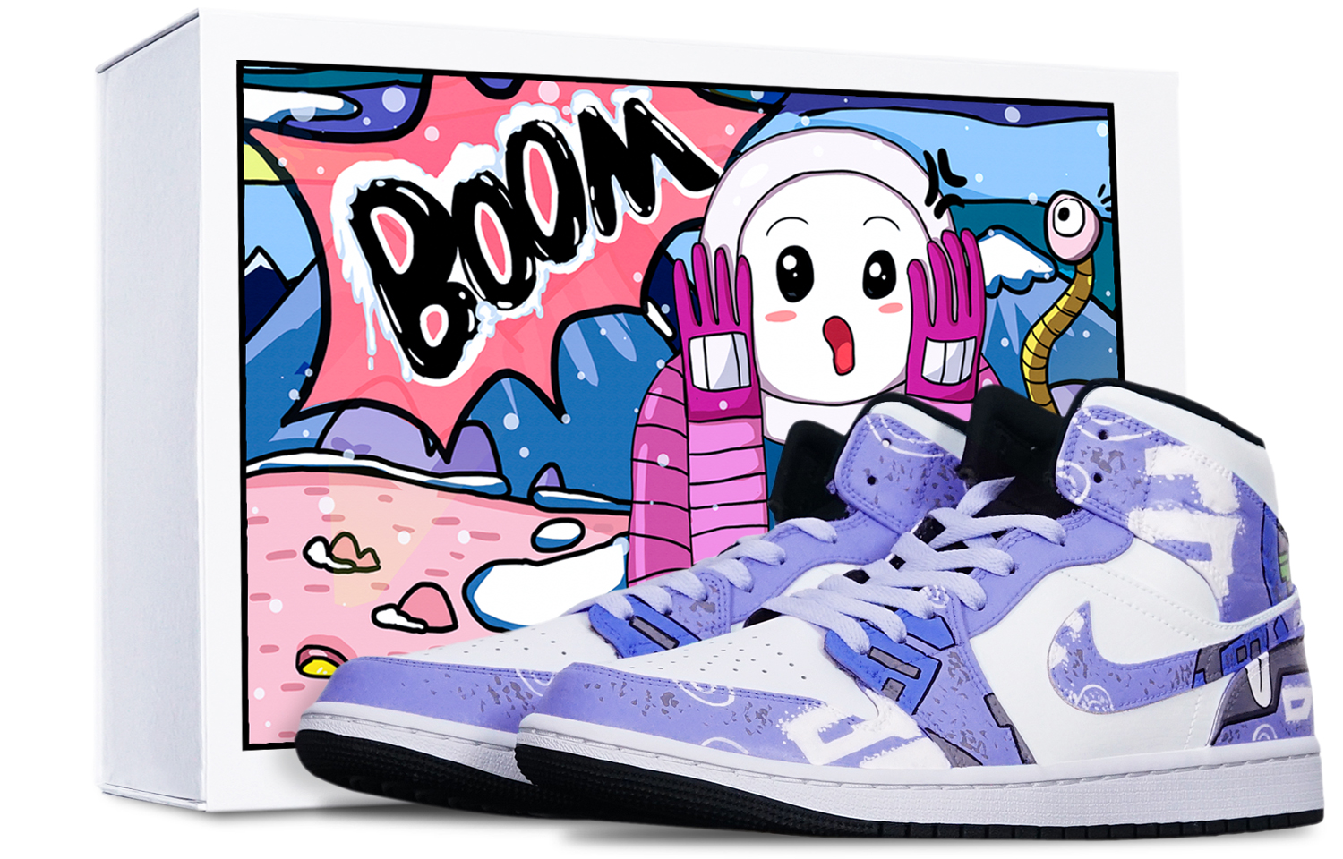 [Custom Shoes] Air Jordan 1 Mid 'Cyberpunk Mecha Purple Blue White'