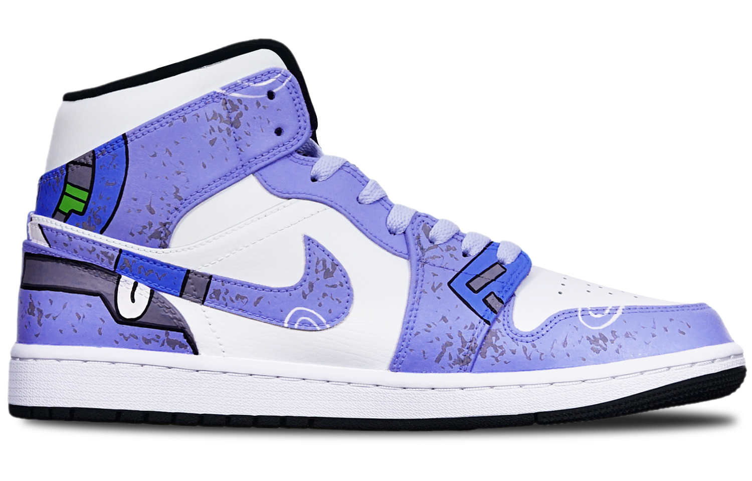 Lookbook 에어 조던 1 미드 "사이버펑크 메카 보라 파흰" 554724-075(TeamT-战损II型紫蓝S-BOX)