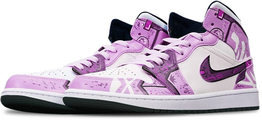 【定制球鞋】Jordan Air Jordan 1 Mid 賽博朋克 機械風 限量鞋盒 中幫 復古籃球鞋 男女同款 紫紅白 Lookbook 【定制球鞋】Jordan Air Jordan 1 Mid 賽博朋克 機械風 限量鞋盒 中幫 復古籃球鞋 男女同款 紫紅白