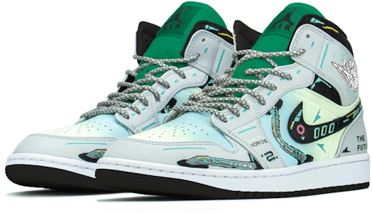 【定製球鞋】Jordan Air Jordan 1 FZBB 賽博龐克 機能禮盒 電玩像素 電玩薄荷糖 耐磨輕便增高 中筒 復古籃球鞋 男款 藍綠 Lookbook 【定製球鞋】Jordan Air Jordan 1 FZBB 賽博龐克 機能禮盒 電玩像素 電玩薄荷糖 耐磨輕便增高 中筒 復古籃球鞋 男款 藍綠