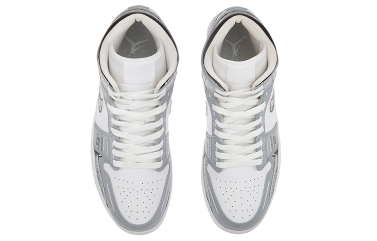 Shop 【訂製球鞋】 Jordan Air Jordan 1 Mid 賽博朋克 機能 頭號玩家 遊戲像素 電玩 中幫 復古籃球鞋 男款 白灰