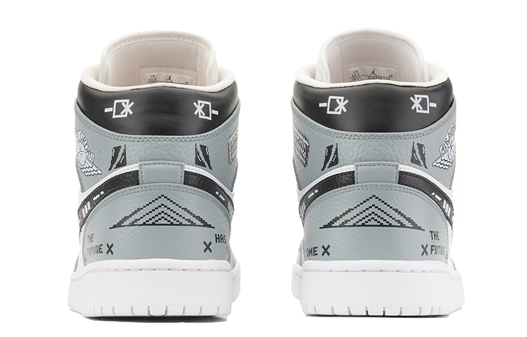 Purchase 【訂製球鞋】 Jordan Air Jordan 1 Mid 賽博朋克 機能 頭號玩家 遊戲像素 電玩 中幫 復古籃球鞋 男款 白灰