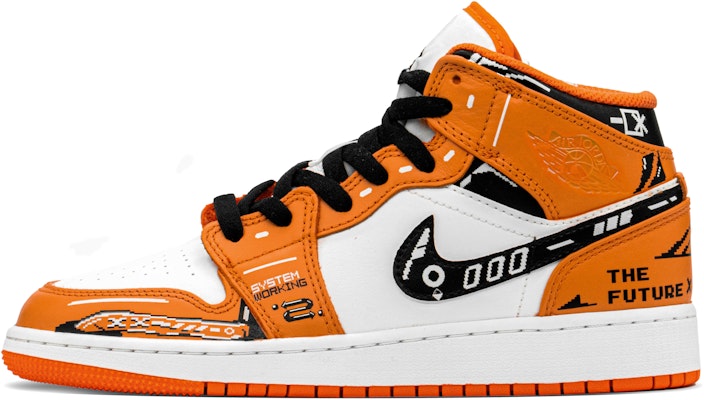 【定制球鞋】Jordan Air Jordan 1 Mid 賽博朋克 機能 電玩像素 棉花糖 中幫 復古籃球鞋 GS 白橙 Buy 【定制球鞋】Jordan Air Jordan 1 Mid 賽博朋克 機能 電玩像素 棉花糖 中幫 復古籃球鞋 GS 白橙
