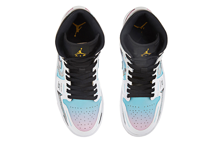 Shop [Sepatu Kustom] Air Jordan 1 Mid 'Cyberpunk Pixel Cotton Candy' 554724-170(TeamA-AJ1男款赛博棉花糖)