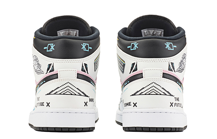 Purchase [Sepatu Kustom] Air Jordan 1 Mid 'Cyberpunk Pixel Cotton Candy' 554724-170(TeamA-AJ1男款赛博棉花糖)