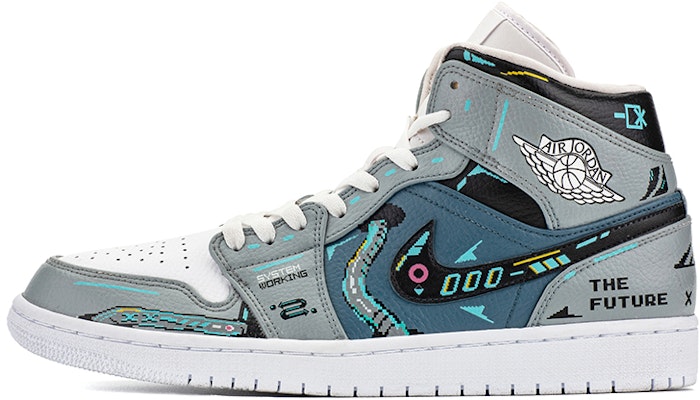【定制球鞋】Jordan Air Jordan 1 Mid 賽博朋克 機能 頭號玩家 遊戲電玩 像素 中幫 復古籃球鞋 男款 電玩灰 Buy 【定制球鞋】Jordan Air Jordan 1 Mid 賽博朋克 機能 頭號玩家 遊戲電玩 像素 中幫 復古籃球鞋 男款 電玩灰