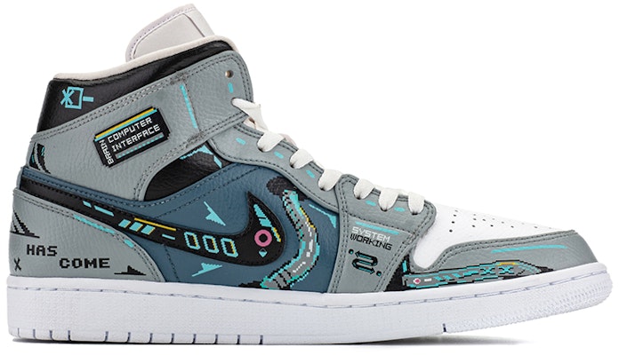 【定制球鞋】Jordan Air Jordan 1 Mid 賽博朋克 機能 頭號玩家 遊戲電玩 像素 中幫 復古籃球鞋 男款 電玩灰 Order 【定制球鞋】Jordan Air Jordan 1 Mid 賽博朋克 機能 頭號玩家 遊戲電玩 像素 中幫 復古籃球鞋 男款 電玩灰