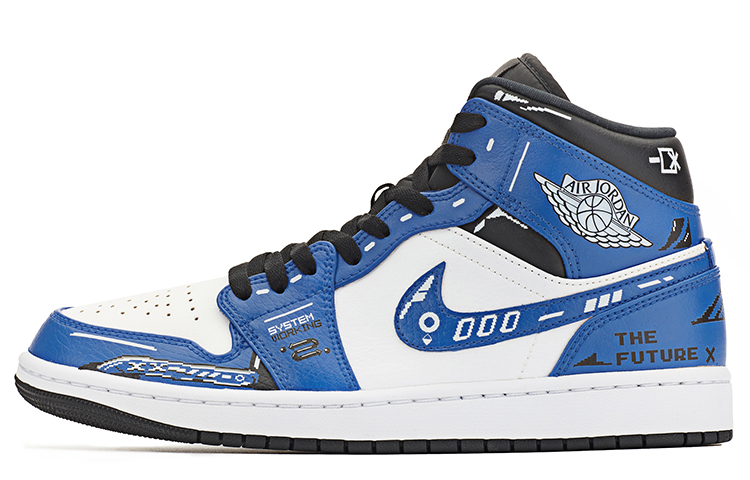 Buy [定制鞋] Air Jordan 1 Mid '赛博朋克游戏像素闪电蓝' 554724-170(TeamA-AJ1男款赛博闪电蓝)