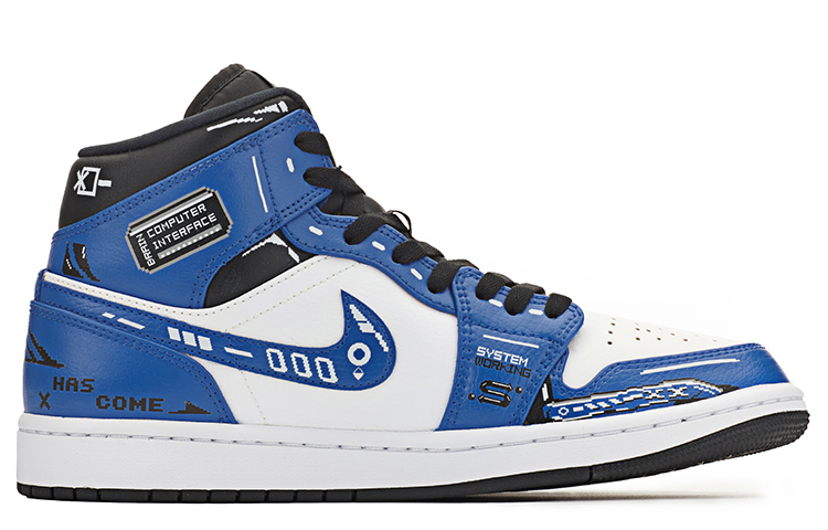 Order [定制鞋] Air Jordan 1 Mid '赛博朋克游戏像素闪电蓝' 554724-170(TeamA-AJ1男款赛博闪电蓝)