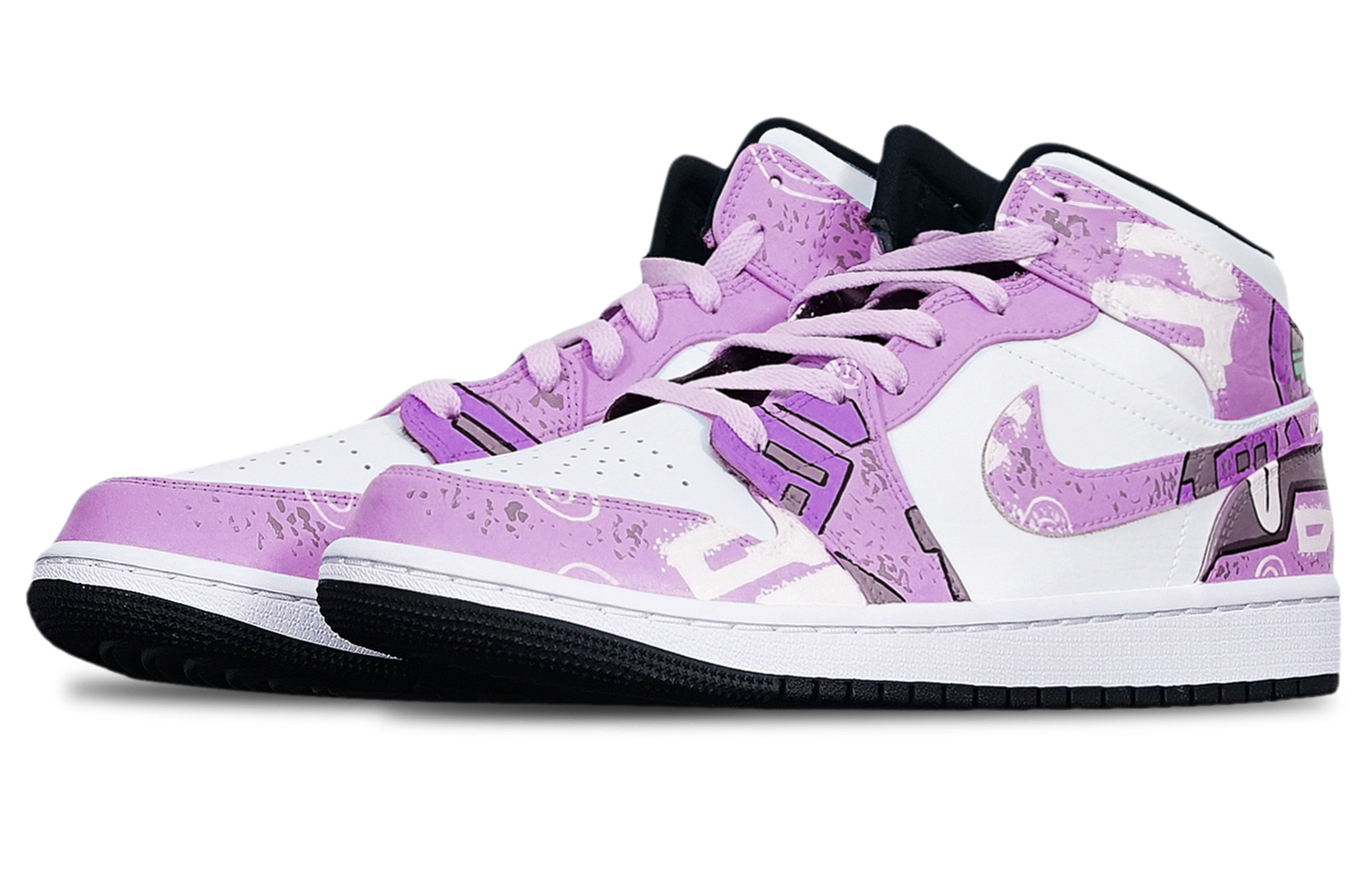Lookbook Jordan 1 Mid Cyberpunk Morado-Rojo-Blanco 554725-075(TeamT-战损II紫红女S-BOX)
