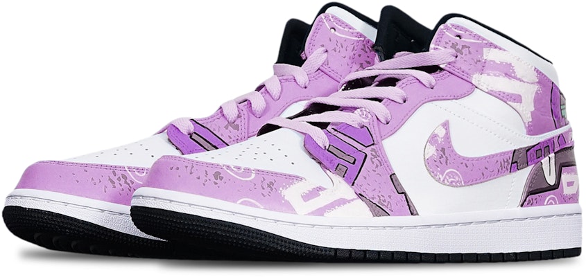 사이버펑크 퍼플 레드 에어 조던 1 미드 (커스텀) 554725-075(TeamT-战损II紫红女S-BOX) Lookbook 사이버펑크 퍼플 레드 에어 조던 1 미드 (커스텀) 554725-075(TeamT-战损II紫红女S-BOX)