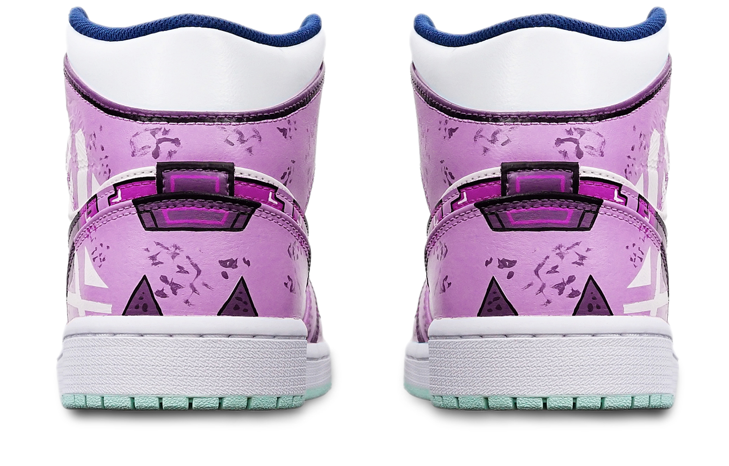 Shop Zapatillas Personalizadas Air Jordan 1 Mid "Cyberpunk" 554724-413(TeamT-战损机械紫红白S-BOX)