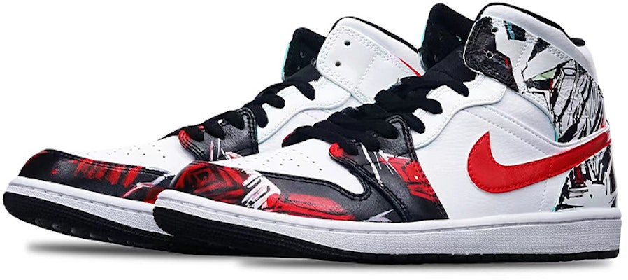 【カスタムシューズ】エアジョーダン1 ミッド「サイバーパンク レッドブラック」 554724-132(Teamone-男款赛博朋克红钩) Lookbook 【カスタムシューズ】エアジョーダン1 ミッド「サイバーパンク レッドブラック」 554724-132(Teamone-男款赛博朋克红钩)