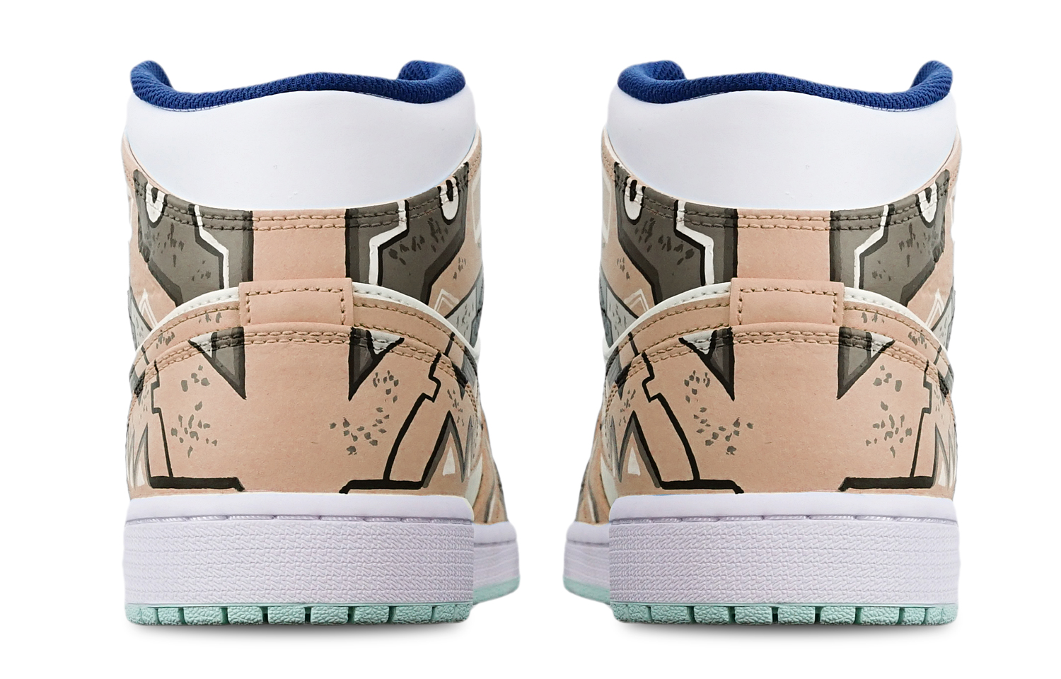 Purchase [Kasut Custom] Air Jordan 1 Mid 'Cyberpunk Segi Tiga Beige-Putih' 554724-413(TeamT-三角机械卡其白S-BOX)