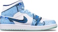 Order 【訂製球鞋】 Jordan Air Jordan 1 Mid 賽博朋克戰損高達機械風 限量鞋盒 中幫 復古籃球鞋 GS 霧霾藍