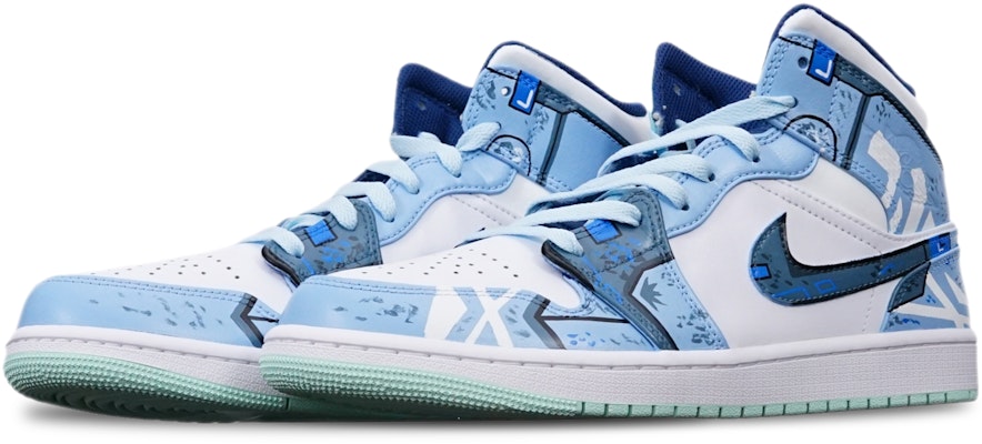 【訂製球鞋】 Jordan Air Jordan 1 Mid 賽博朋克戰損高達機械風 限量鞋盒 中幫 復古籃球鞋 GS 霧霾藍 Lookbook 【訂製球鞋】 Jordan Air Jordan 1 Mid 賽博朋克戰損高達機械風 限量鞋盒 中幫 復古籃球鞋 GS 霧霾藍